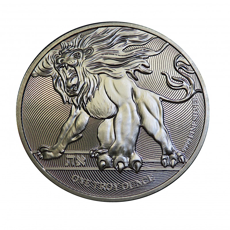 Nive, 2 $ Plata ( 1 OZ. 999 mls. ) León de Judá 2019, BU.