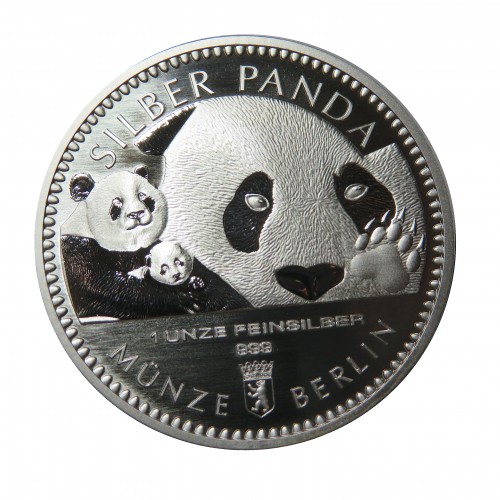 Alemania, 1 onza plata ( 31,10 gramos, ley 999 mls. ), Panda de Berlín, Cartera oficial.