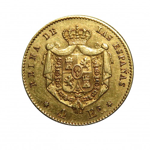 Isabel II, 4 Escudos Oro, 1867 Madrid, EBC-