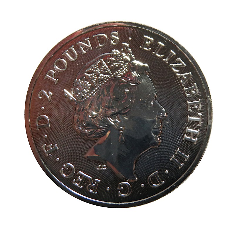 Gran Bretaña, 2 Pounds Plata ( 1 OZ. 999 mls. ) Escudo de Armas 2019, BU.