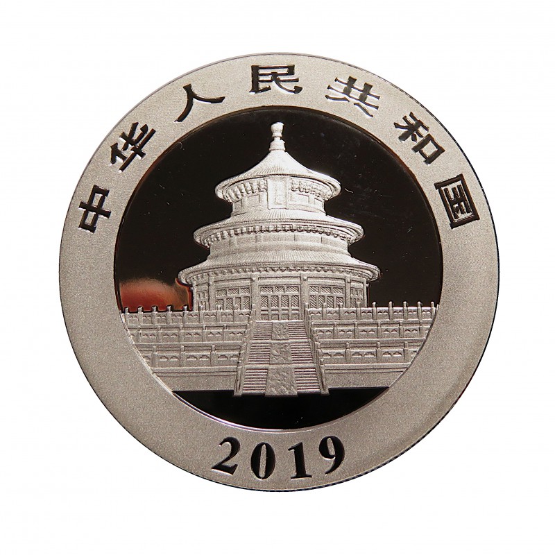 China, 10 Yuan ( 30 grs. Ley 999 mls. ) Panda 2019, coloreada, BU.