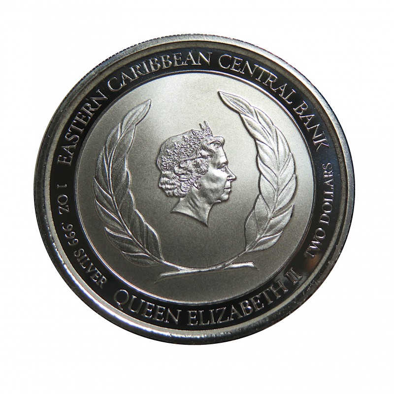 Antigua y Barbuda, 2$ Plata ( 1 OZ. 999 mls. ) 2019, Carrera del Ron II, Prooflike.