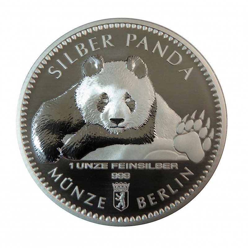 Alemania, 1 onza plata ( 31,10 gramos, ley 999 mls. ), Panda de Berlín 2019, Cartera oficial.