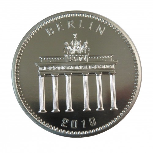 Alemania, 1 onza plata ( 31,10 gramos, ley 999 mls. ), Panda de Berlín 2019, Cartera oficial.