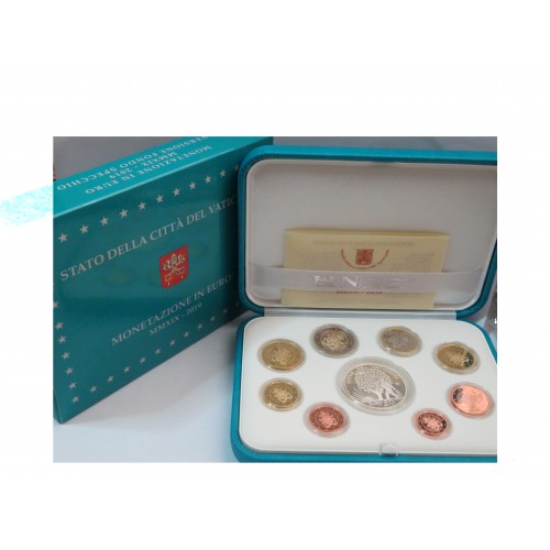 VATICANO, ESTUCHE PROOF, 8 VALORES + 20 € PLATA 2019
