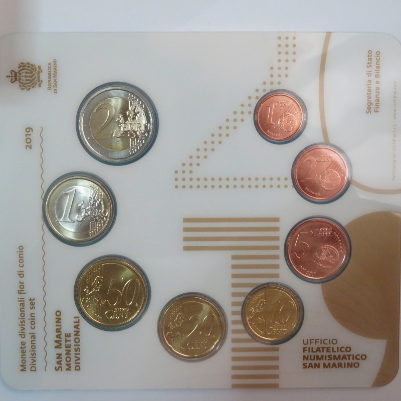 San Marino, Cartera Oficial 8 Valores, 2019, FDC.