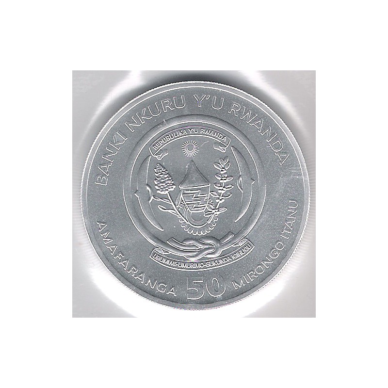 Ruanda, 50 Francs plata ( 1 OZ. 999 mls. ) Año del Cerdo 2019