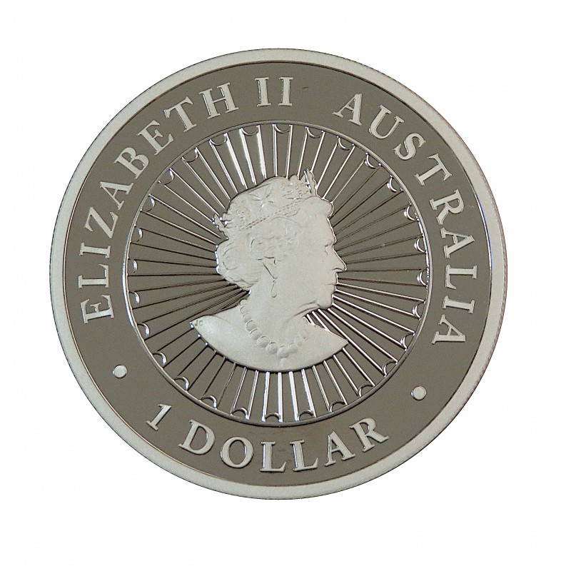 Australia, Dollar Plata ( 1 OZ, 999 mls. ) Serie Lunar Ópalo, PROOF 2019.