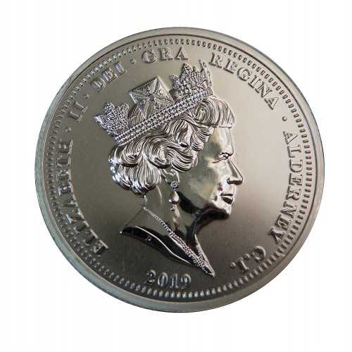 Alderney, 5 Pounds plata (1 OZ. 999 mls) Frailecillo 2019 BU