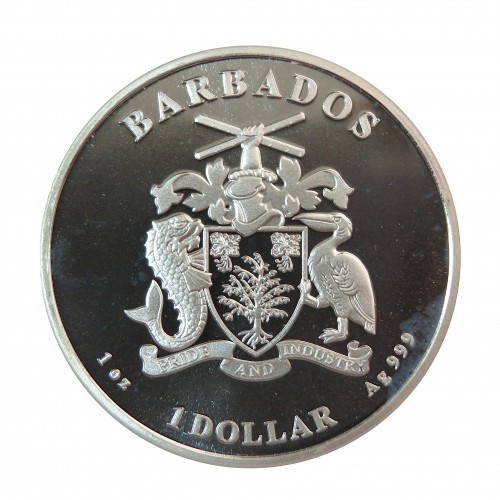 Barbados, Dollar Plata ( 1 OZ. 999 mls. ) Caballito Mar Caribeño, 2019, BU.