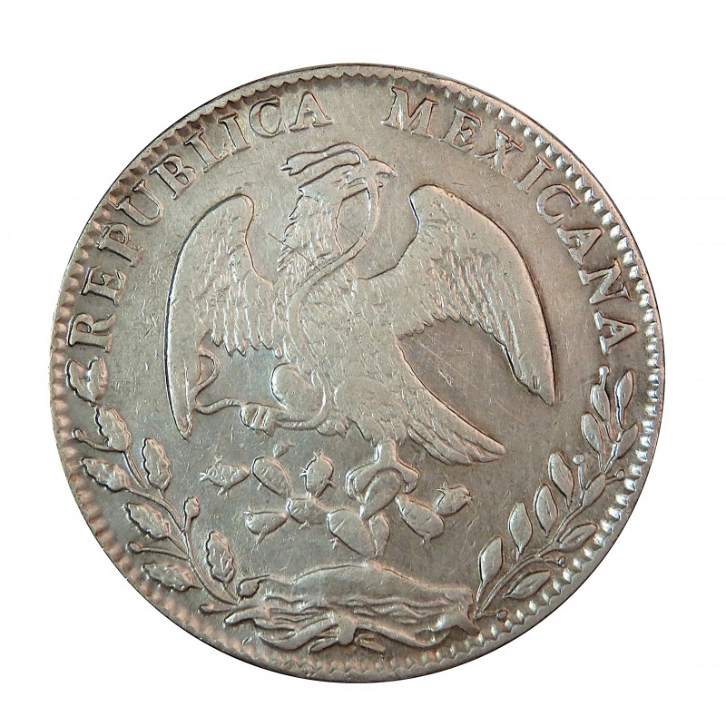 México, 8 reales plata, 1884 Guanajuato B.R., MBC+