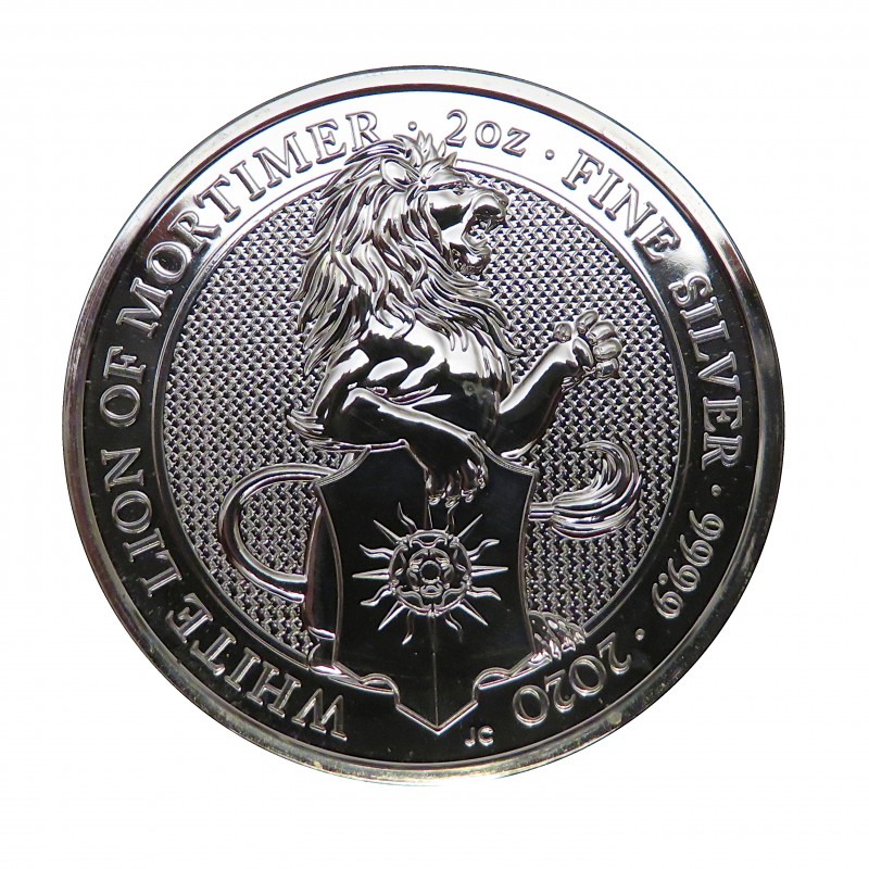 2 onzas de plata 999 plata fina Enigma dorada 5 libras Reino Unido 2020 León 