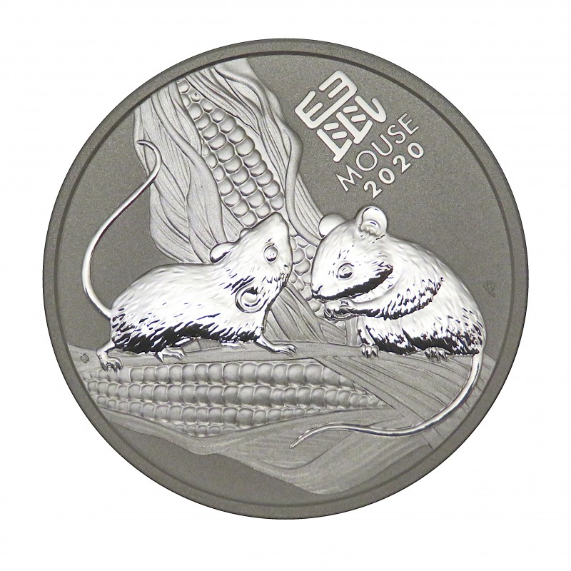 Australia, 1 $ Plata ( 1 OZ. 9999 mls. ) Año de la Rata III, 2020, BU.