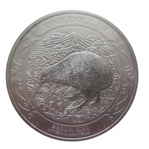 Nueva Zelanda, One Dollar Plata ( 1 OZ. 999 mls. ) 2019, Brown kiwi, BU,blister.