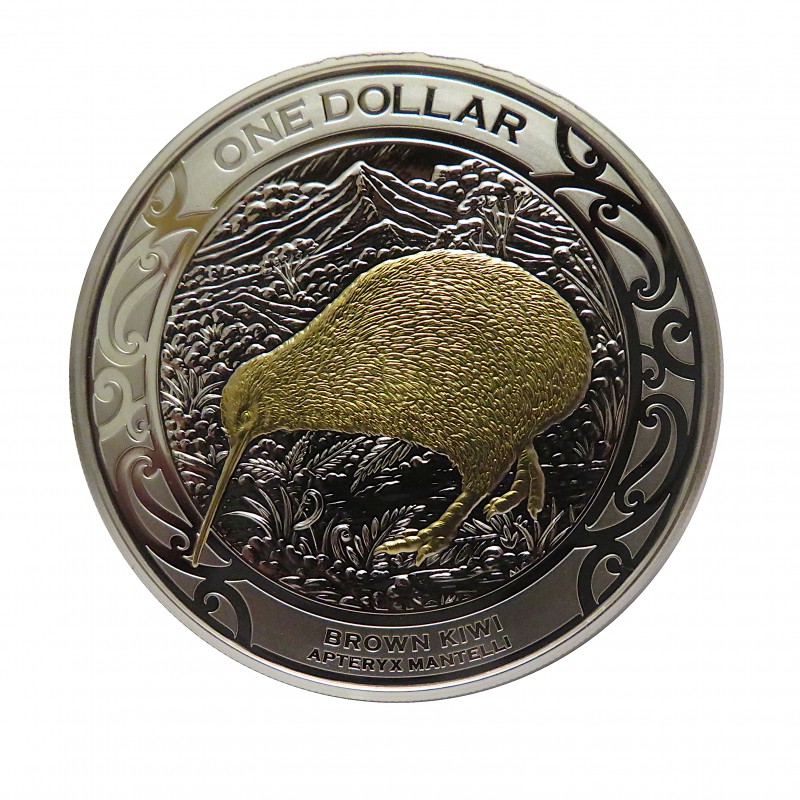Nueva Zelanda, Dollar plata ( 1 OZ. 999 mls. ) 2019, Brown Kiwi, Proof.