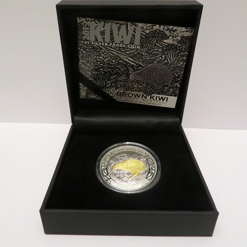 Nueva Zelanda, Dollar plata ( 1 OZ. 999 mls. ) 2019, Brown Kiwi, Proof.