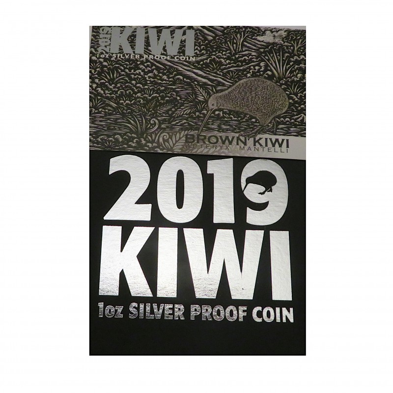 Nueva Zelanda, Dollar plata ( 1 OZ. 999 mls. ) 2019, Brown Kiwi, Proof.