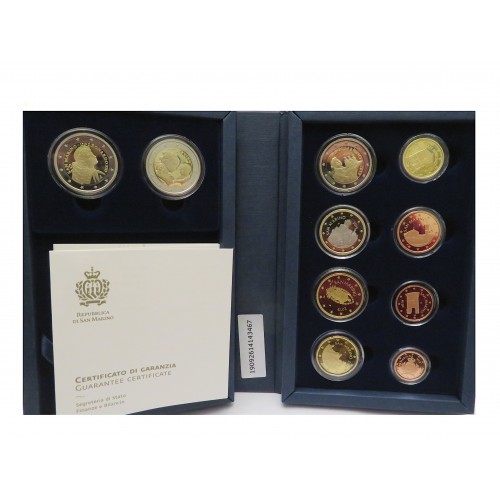 San Marino, Estuche Proof 2019, 8 valores + 2 y 2 € conmemorativos.