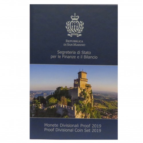 San Marino, Estuche Proof 2019, 8 valores + 2 y 2 € conmemorativos.