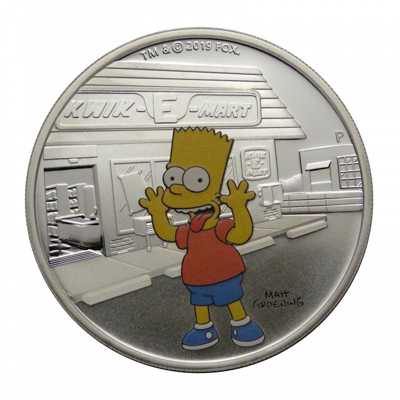 Tuvalu, Dollar Plata ( 1 OZ. 999 mls. ) Bart Simpson, PROOF.