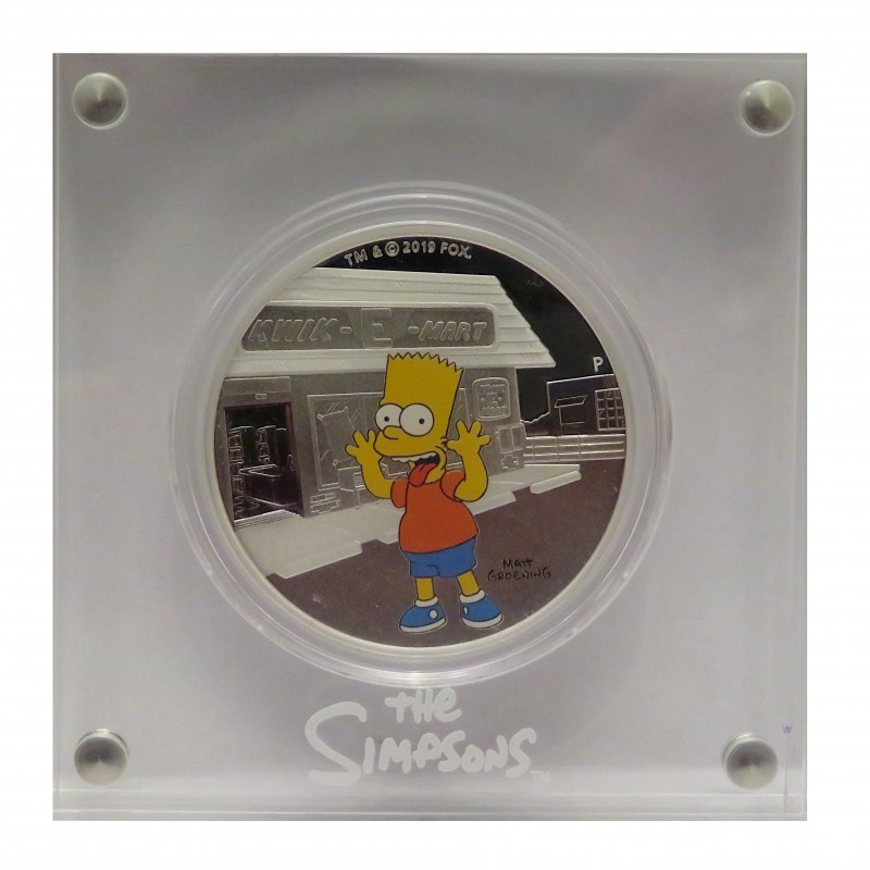 Tuvalu, Dollar Plata ( 1 OZ. 999 mls. ) Bart Simpson, PROOF.