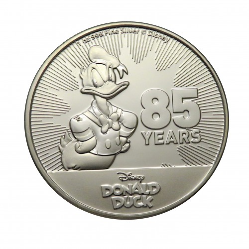 Nive, 2 $ Plata ( 1 OZ 999 mls. ) 2019, 85 Aniversario Pato Donald, BU.
