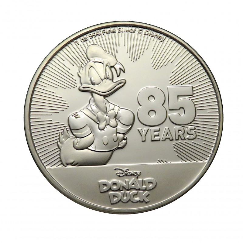 Nive, 2 $ Plata ( 1 OZ 999 mls. ) 2019, 85 Aniversario Pato Donald, BU.