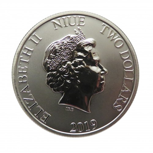 Nive, 2$ Plata ( 1 OZ. 999 mls .) 2019, 25 Anivesario Rey León , BU.