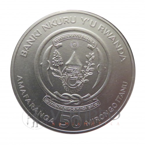 Ruanda, 50 Francs Plata ( 1 OZ 999 mls.) Bushbaby 2020.