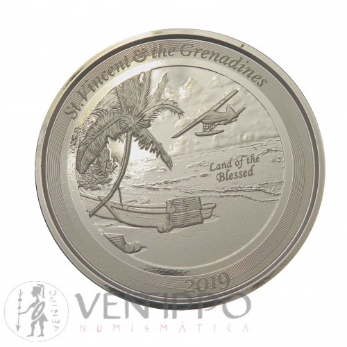 ST. Vincent and the Grenadines, 2 $ plata ( 1 OZ., 999 mls. ) Hidroavión II 2019, Prooflike.)