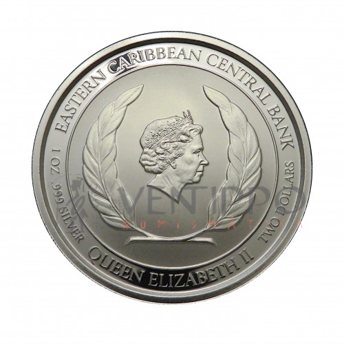 ST. Vincent and the Grenadines, 2 $ plata ( 1 OZ., 999 mls. ) Hidroavión II 2019, Prooflike.)