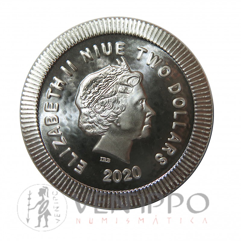 Nive, 2 $ Plata ( 1 OZ 999 mls. ) Lechuza Atenas 2020, BU.