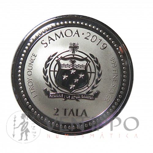 Samoa, 2 Tala Plata ( 1 OZ. 999 mls. ) 2019, Caballito de Mar, Prooflike.