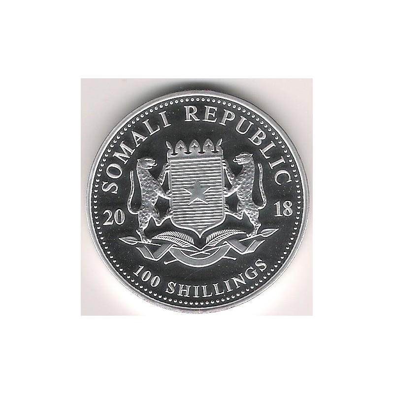 Somalia, 100 Shilling plata ( 1 OZ. 999 mls. ) Leopardo 2019 BU