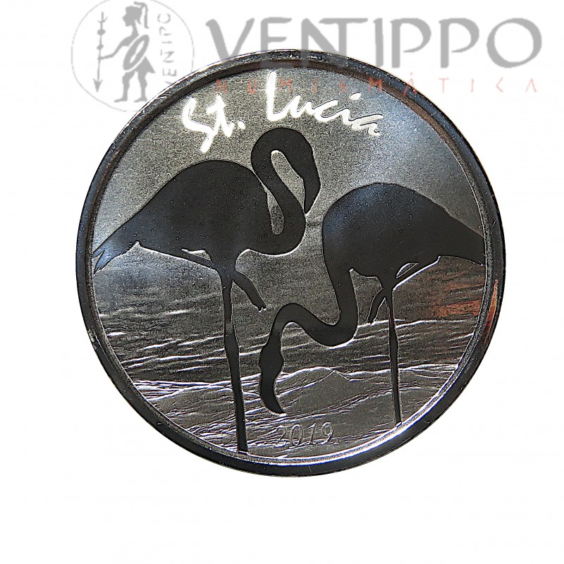 ST. Lucía, 2 $ Plata ( 1 OZ. 999 mls. ) EC8II Flamencos 2019.