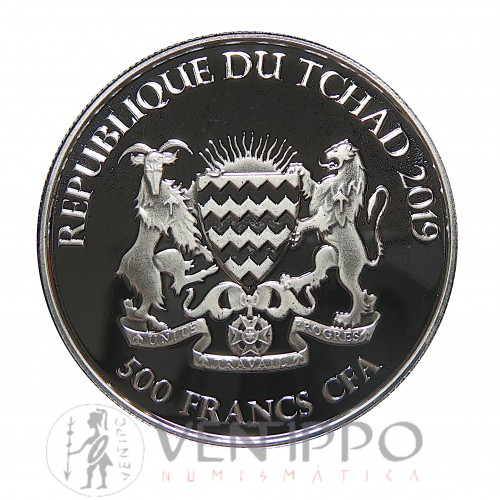 Tchad, 500 Francs ( 31,10 gra., Ley de 999 mls. ) 2019, Zorro Céltico, BU.