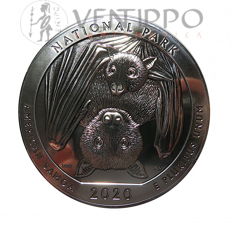 Estados Unidos, Quarter Dollar ( 5 OZ. 999 mls. ) 2020, American Samoa, BU.