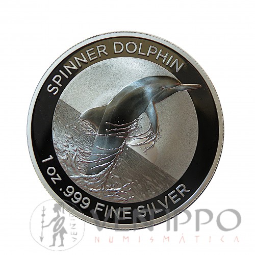 Australia, Dollar plata ( 1 OZ. ley 999 milésimas )2020 Delfín Spinner, BU.