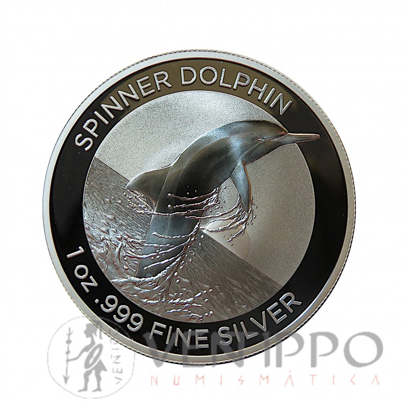 Australia, Dollar plata ( 1 OZ. ley 999 milésimas )2020 Delfín Spinner, BU.