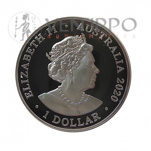 Australia, Dollar plata ( 1 OZ. ley 999 milésimas )2020 Delfín Spinner, BU.
