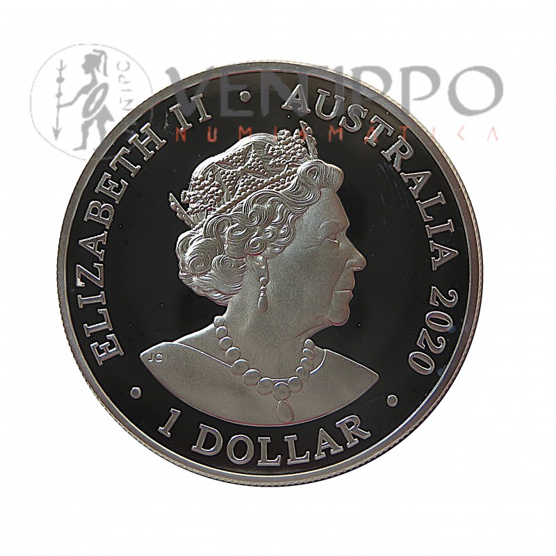 Australia, Dollar plata ( 1 OZ. ley 999 milésimas )2020 Delfín Spinner, BU.
