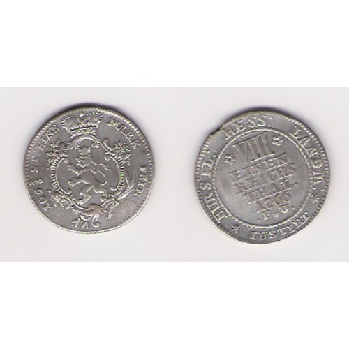 ESTADOS ALEMANES, HESSE-CASSEL, 1/8 THALER 1766 ESCASA