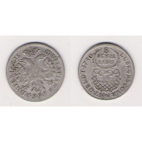 ESTADOS ALEMANES, LÜBECK, 8 SCHILLING PLATA, 1730 ESCASA