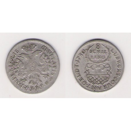 ESTADOS ALEMANES, LÜBECK, 8 SCHILLING PLATA, 1730 ESCASA