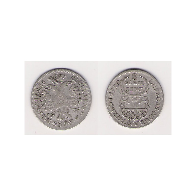 ESTADOS ALEMANES, LÜBECK, 8 SCHILLING PLATA, 1730 ESCASA