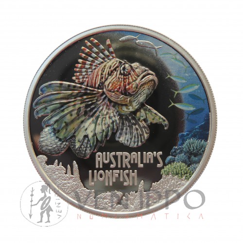 Tuvalu, 1 $ Plata ( 1 OZ 999 mls. ) 2019, Pez León, PROOF.