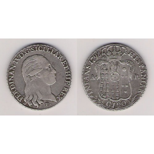 ESTADOS ITALIANOS, DOS SICILIAS, FERNANDO IV, 120 GRANA PLATA 1798