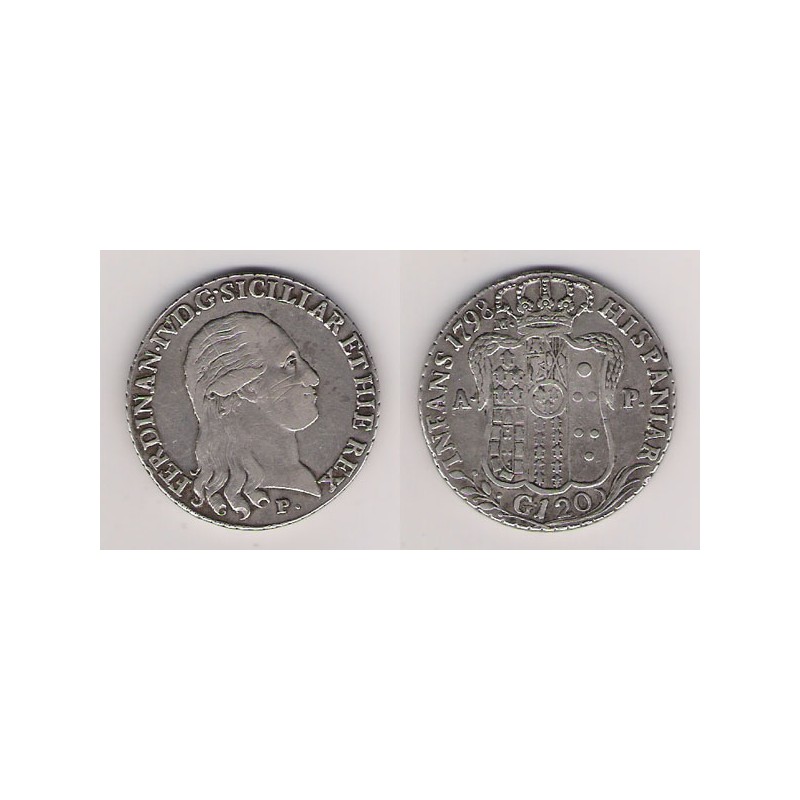 ESTADOS ITALIANOS, DOS SICILIAS, FERNANDO IV, 120 GRANA PLATA 1798