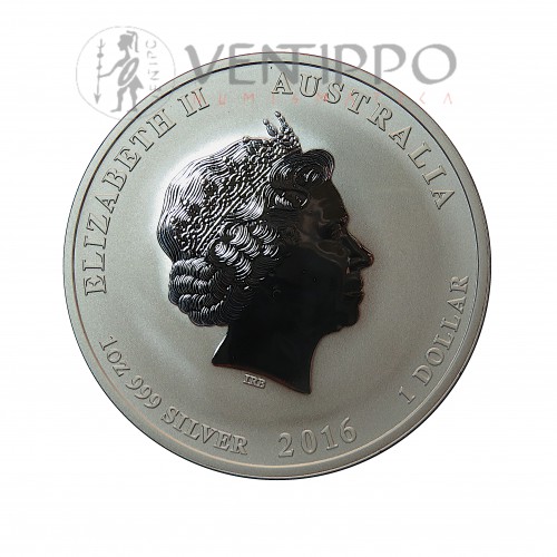 Australia, 1 $ Plata ( 1 OZ.  ley 999 mls. ) 2016, Año del Mono, BU.