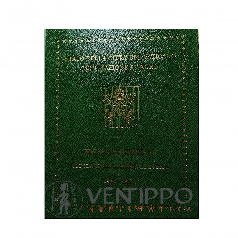 Vaticano, Cartera Oficial 9 Valores 2018,  V Cent. Cúpula St. María del Fiore FDC.